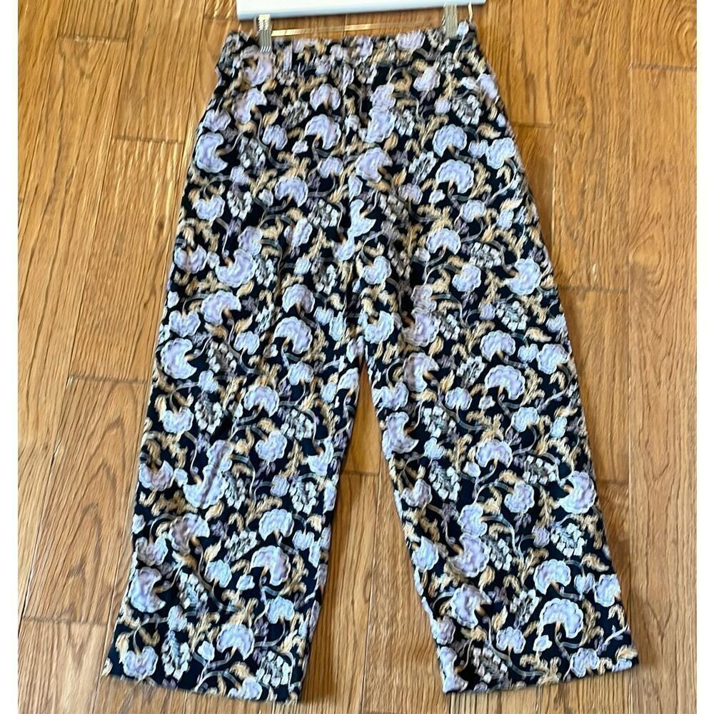 Garnet Hill purple floral corduroy wide leg pant size 4 - Picture 15 of 15